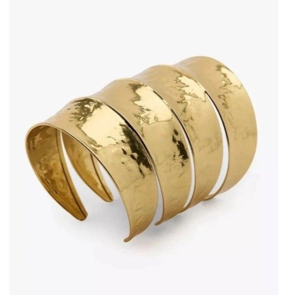 Zara Gold Textured Cylinder Arm Cuff Bracelet Jewelry 4340/004/303 New in Box